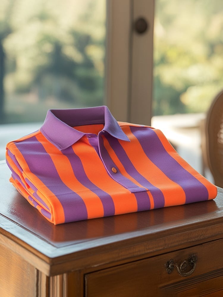 Men's Classic Business Logo Button Short Sleeve Polo Shirt