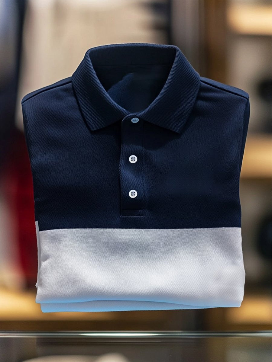 Men's Business Casual Button Short Sleeve Polo Shirt