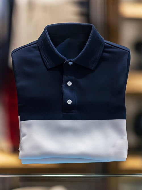Men's Business Casual Button Short Sleeve Polo Shirt