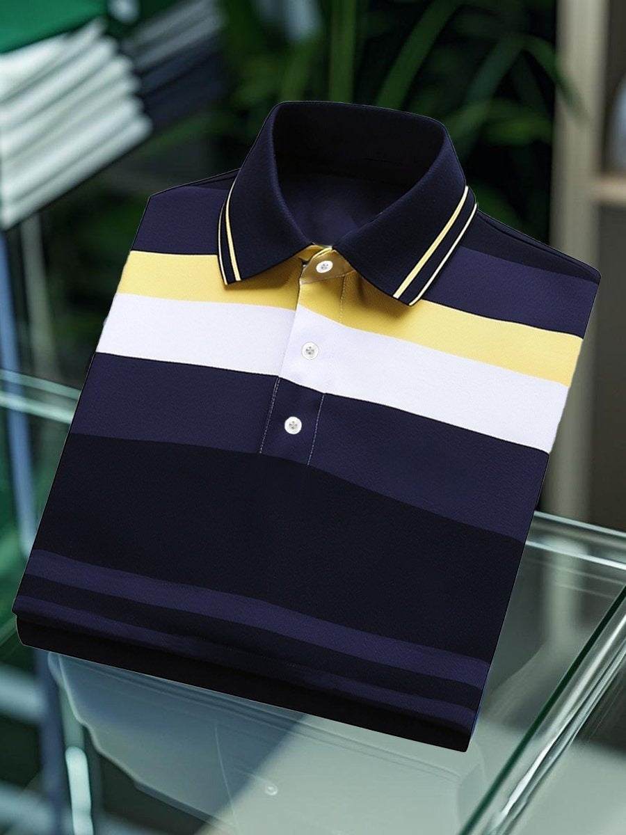 Men's Business Casual Button Short Sleeve Polo Shirt