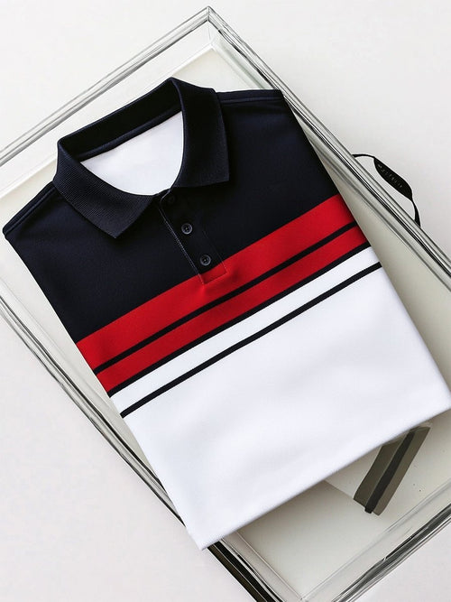 Men's Business Casual Button Short Sleeve Polo Shirt