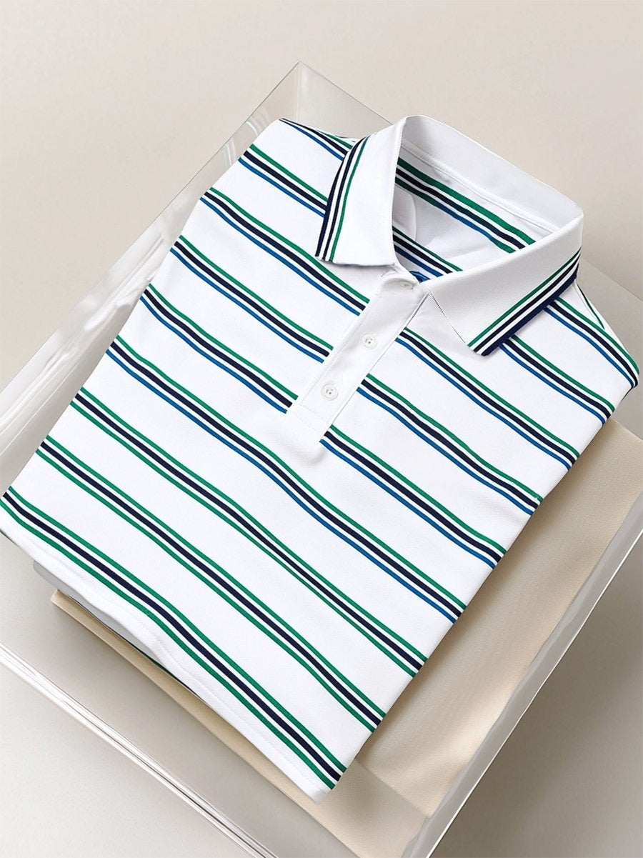 Men's Business Casual Button Short Sleeve Polo Shirt