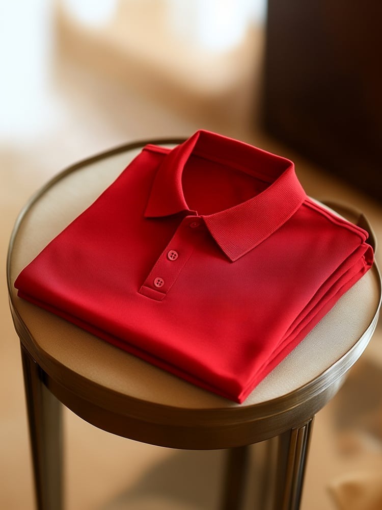 Men's Business Casual Logo Button Short Sleeve Polo Shirt