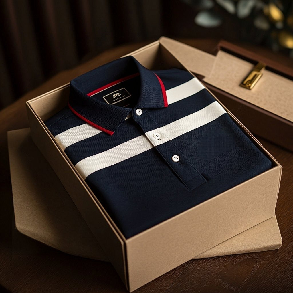 Men's Business Casual    Embroidered Button Short Sleeve Polo Shirt