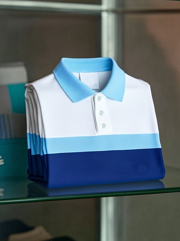 Men's Business Casual Plaid Logo Button Short Sleeve Polo Shirt