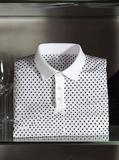 Men's Classic Business Logo Button Short Sleeve Polo Shirt