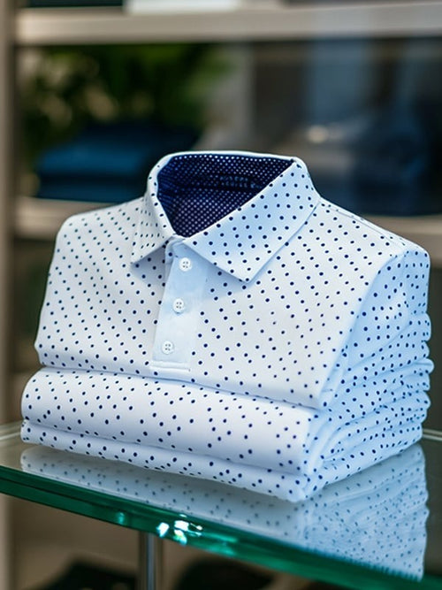 Men's Classic Business Logo Button Short Sleeve Polo Shirt