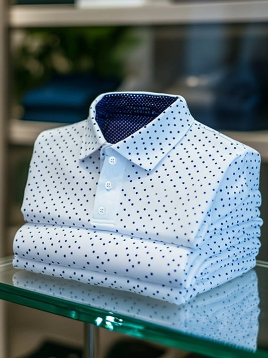 Men's Classic Business Logo Button Short Sleeve Polo Shirt
