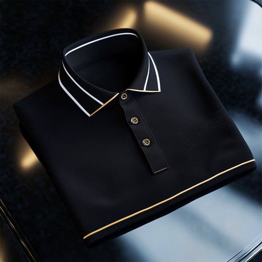 Men's Business Casual Button Short Sleeve Polo Shirt