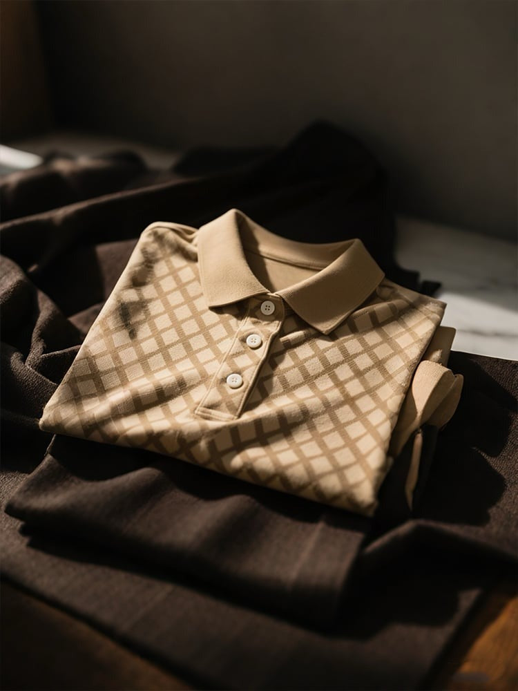 Men's Business Casual Logo Button Short Sleeve Polo Shirt