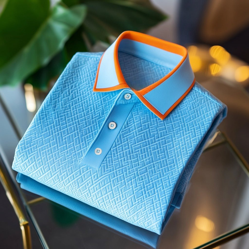 Men's Business Casual    Embroidered Button Short Sleeve Polo Shirt