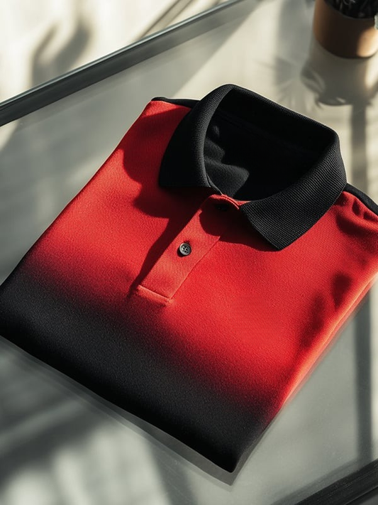 Men's Classic Business Logo Button Short Sleeve Polo Shirt