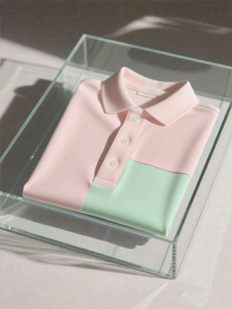 Men's Business Casual Logo Button Short Sleeve Polo Shirt