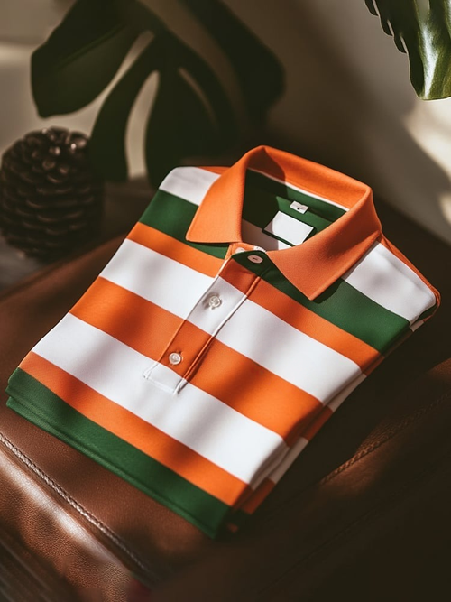 Men's Classic Business Logo Button Short Sleeve Polo Shirt