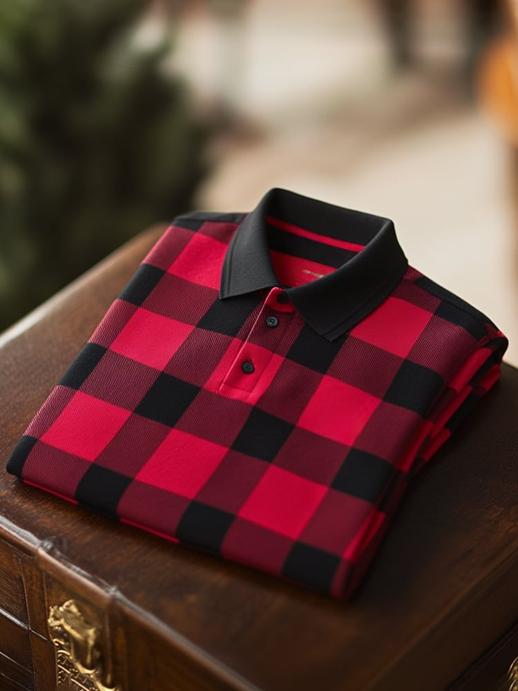 Men's Classic Business Logo Button Short Sleeve Polo Shirt