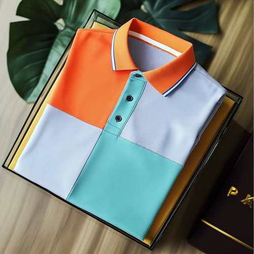 Men's Business Casual Embroidered    Button Short Sleeve Polo Shirt