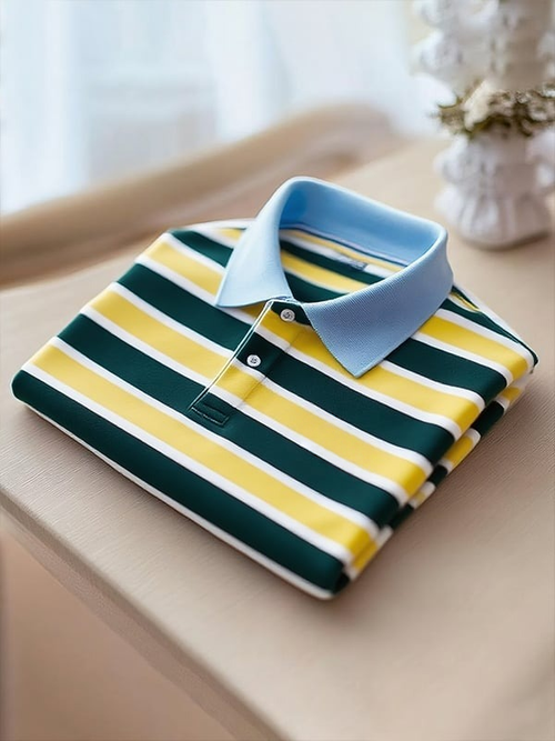 Men's Classic Business Logo Button Short Sleeve Polo Shirt
