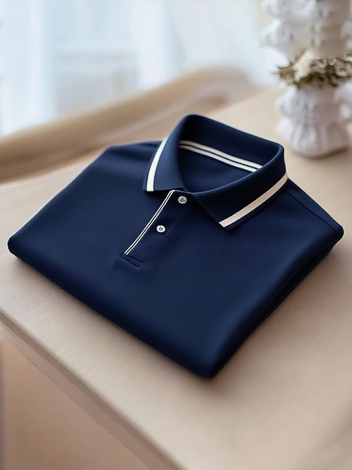 Men's Classic Business Logo Button Short Sleeve Polo Shirt