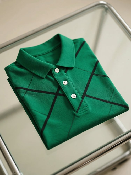 Men's Business Casual Logo Button Short Sleeve Polo Shirt