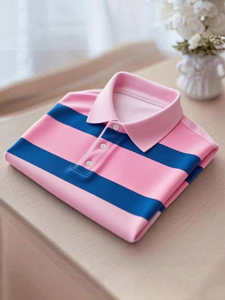 Men's Business Casual Logo Button Short Sleeve Polo Shirt