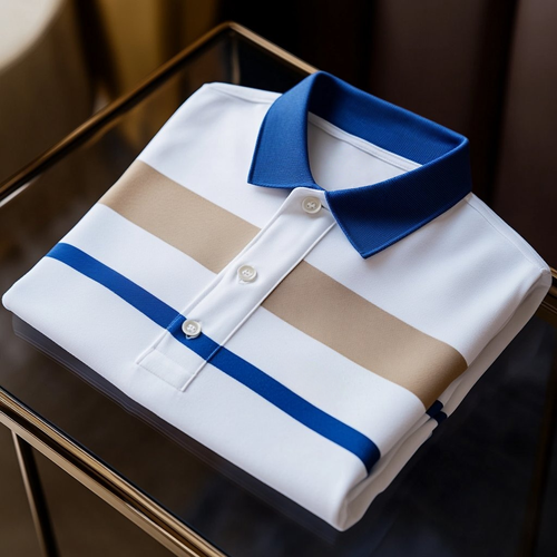 Men's Business Casual Embroidered    Button Short Sleeve Polo Shirt