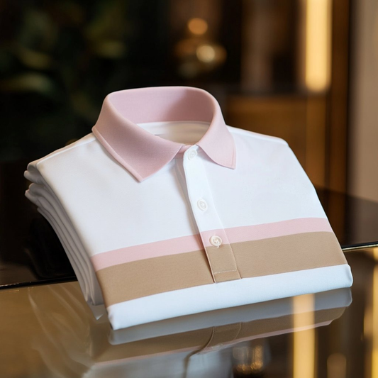 Men's Business Casual Embroidered    Button Short Sleeve Polo Shirt