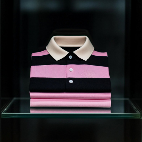 Men's Business Casual Embroidered    Button Short Sleeve Polo Shirt
