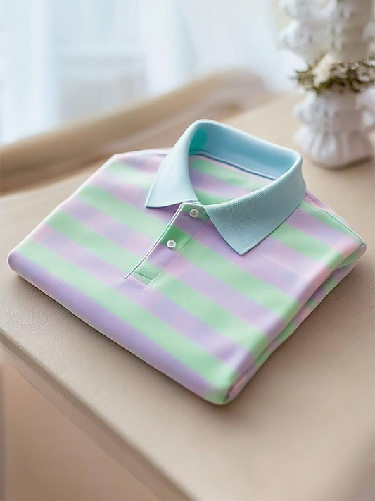 Men's Classic Business Logo Button Short Sleeve Polo Shirt