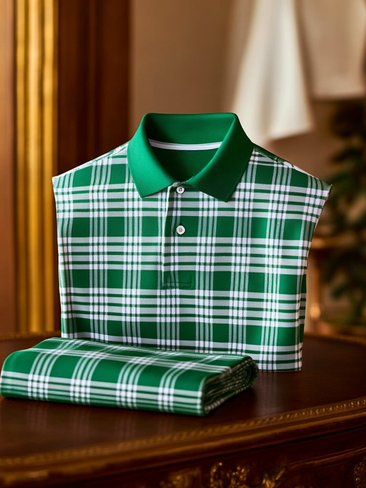 Men's Classic Business Logo Button Short Sleeve Polo Shirt