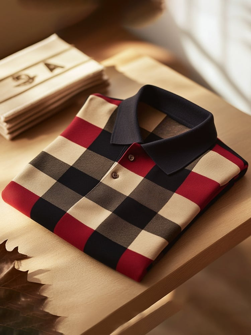 Men's Classic Business Logo Button Short Sleeve Polo Shirt