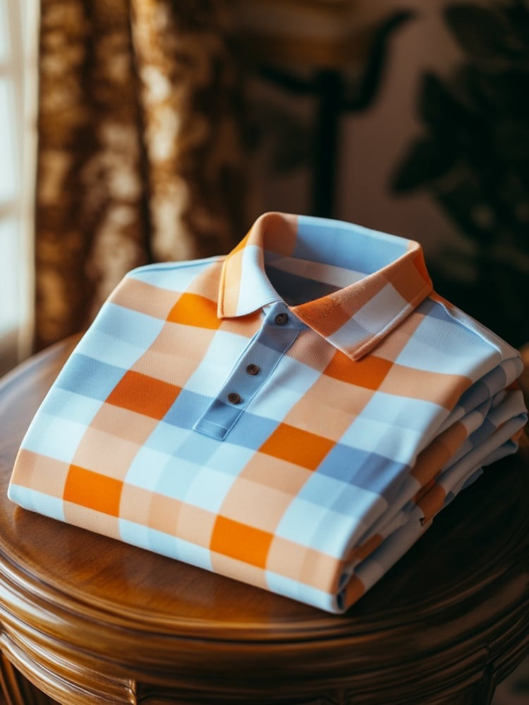 Men's Classic Business Logo Button Short Sleeve Polo Shirt