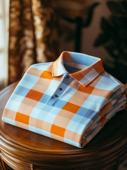 Men's Classic Business Logo Button Short Sleeve Polo Shirt