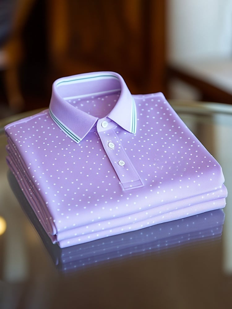Men's Classic Business Logo Button Short Sleeve Polo Shirt