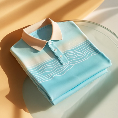 Men's Business Casual Embroidered    Button Short Sleeve Polo Shirt