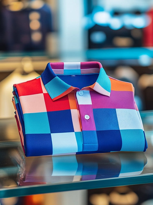 Men's Business Casual Color Block Logo Button Short Sleeve Polo Shirt