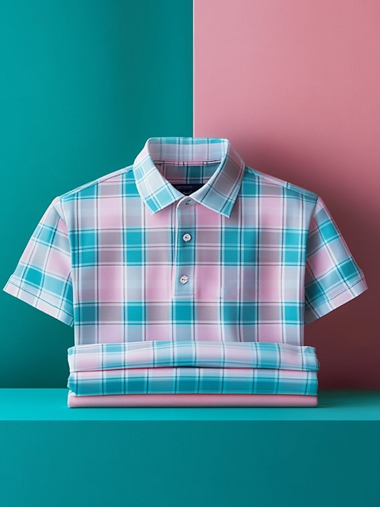 Men's Classic Business Logo Button Short Sleeve Polo Shirt