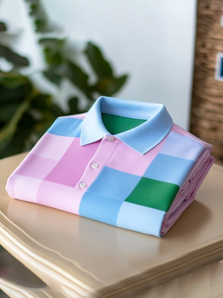 Men's Classic Business Logo Button Short Sleeve Polo Shirt