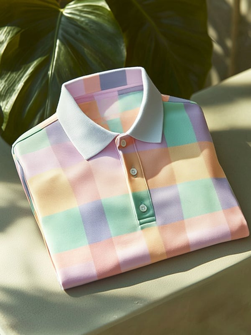 Men's Classic Business Logo Button Short Sleeve Polo Shirt