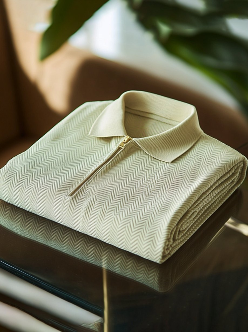 Men's Business Casual Embroidered    Button Short Sleeve Polo Shirt