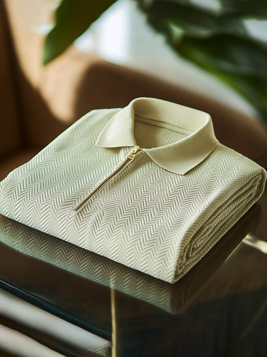 Men's Business Casual Embroidered    Button Short Sleeve Polo Shirt