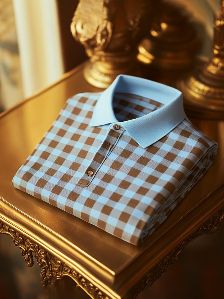 Men's Classic Business Logo Button Short Sleeve Polo Shirt