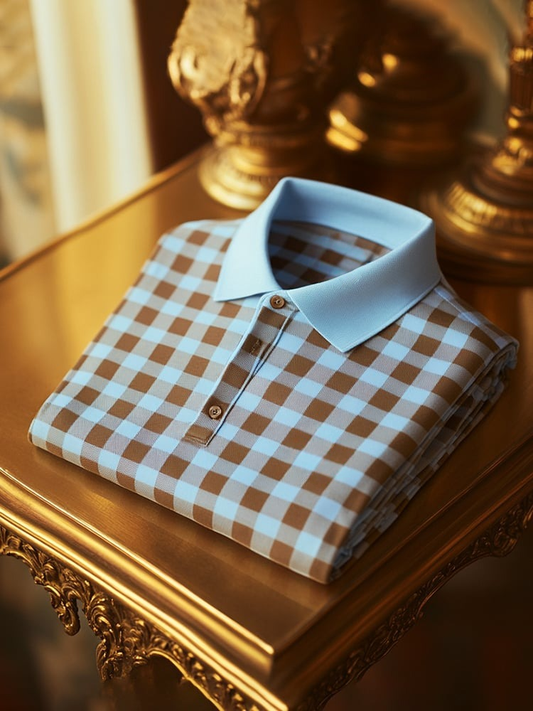 Men's Classic Business Logo Button Short Sleeve Polo Shirt