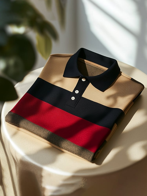 Men's Classic Business Logo Button Short Sleeve Polo Shirt