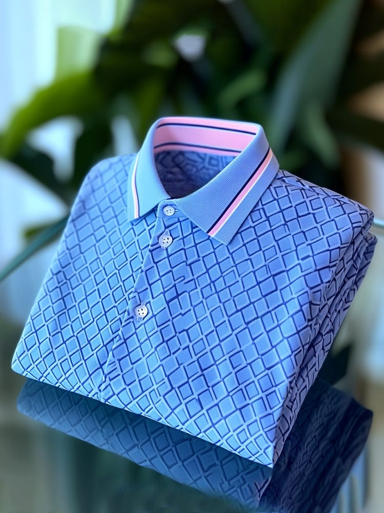 Men's Classic Business Logo Button Short Sleeve Polo Shirt
