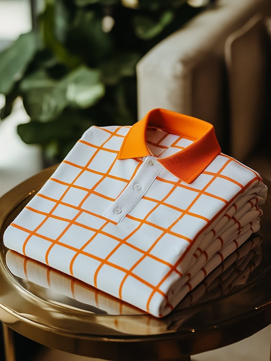 Men's Classic Business Logo Button Short Sleeve Polo Shirt