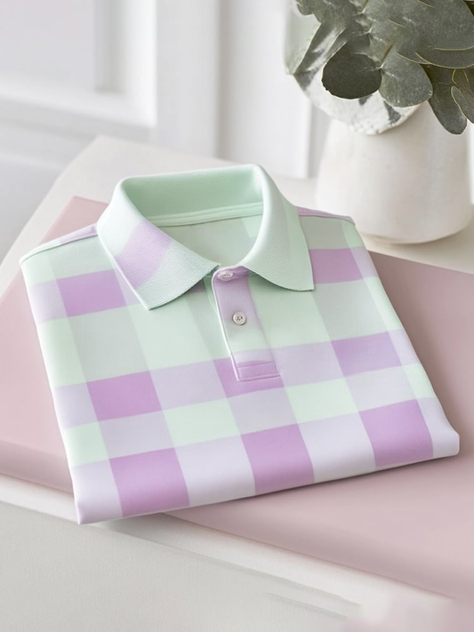 Men's Classic Business Logo Button Short Sleeve Polo Shirt