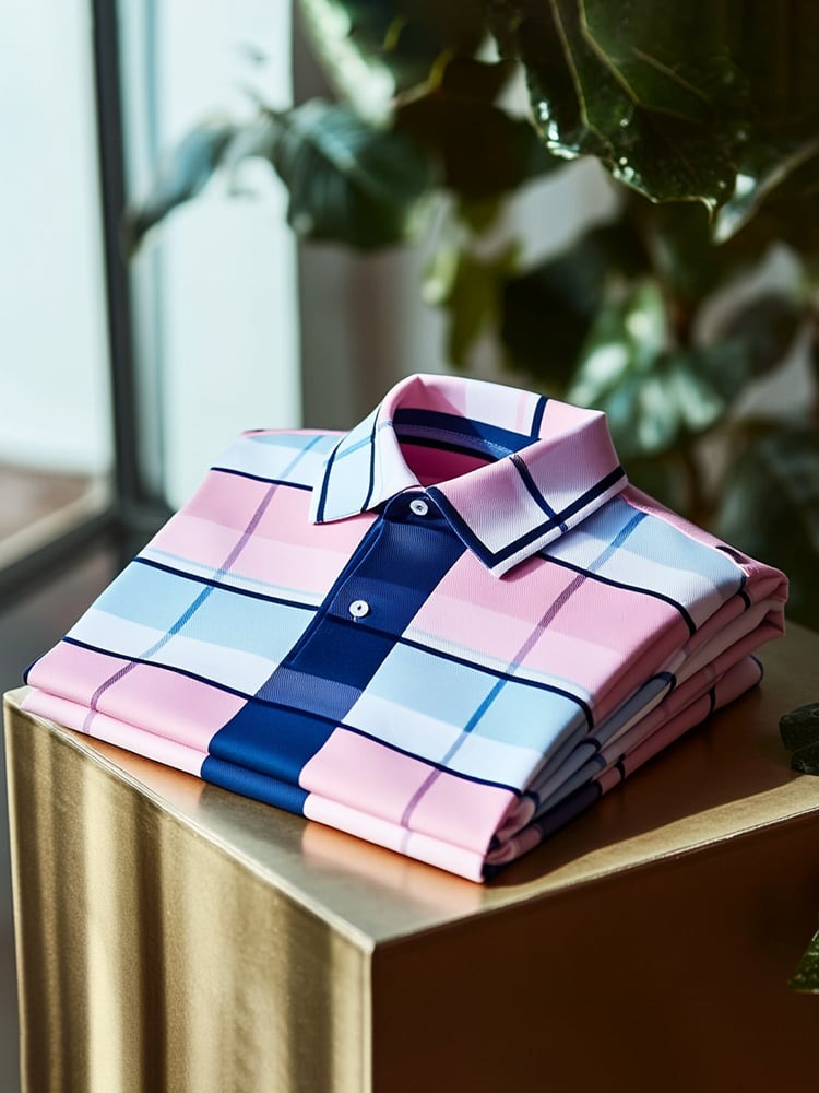 Men's Classic Business Logo Button Short Sleeve Polo Shirt