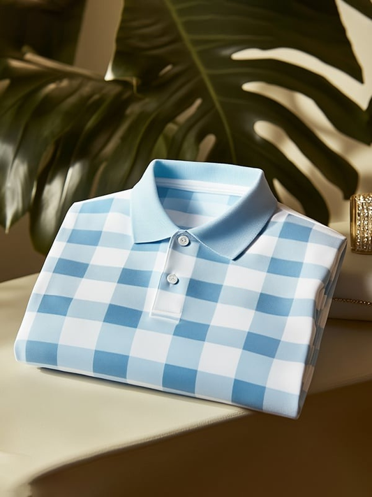 Men's Classic Business Logo Button Short Sleeve Polo Shirt