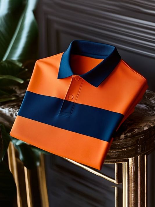 Men's Classic Business Logo Button Short Sleeve Polo Shirt