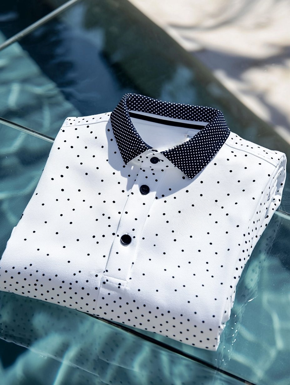 Men's Business Casual Embroidered    Button Short Sleeve Polo Shirt